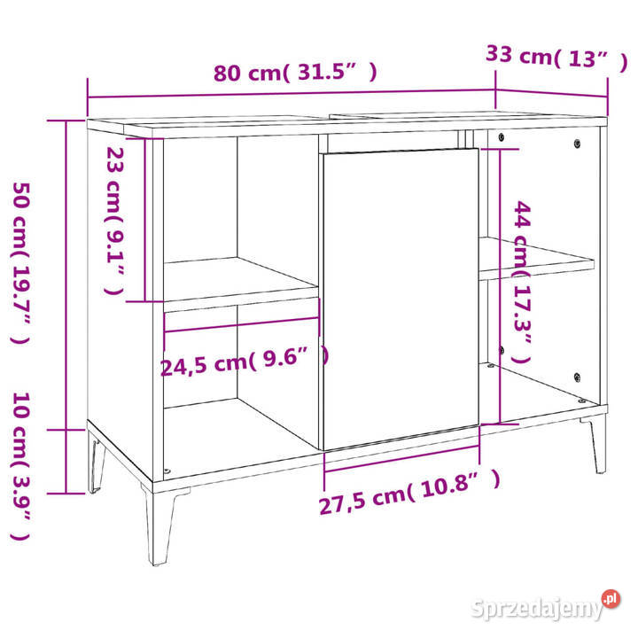 Szafka pod umywalkę szarość betonu 80x33x60 Warszawa