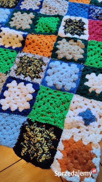Wełniany koc pled narzuta patchwork handmade Gdańsk