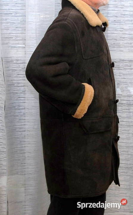 Męski brązowy płaszcz ze owczej skóry gruba mazowieckie Warszawa