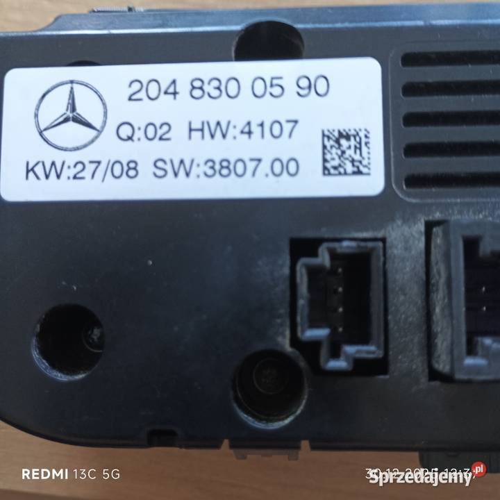 PANEL KLIMATYZACJI MERCEDES W204 Części samochodowe Chełmża