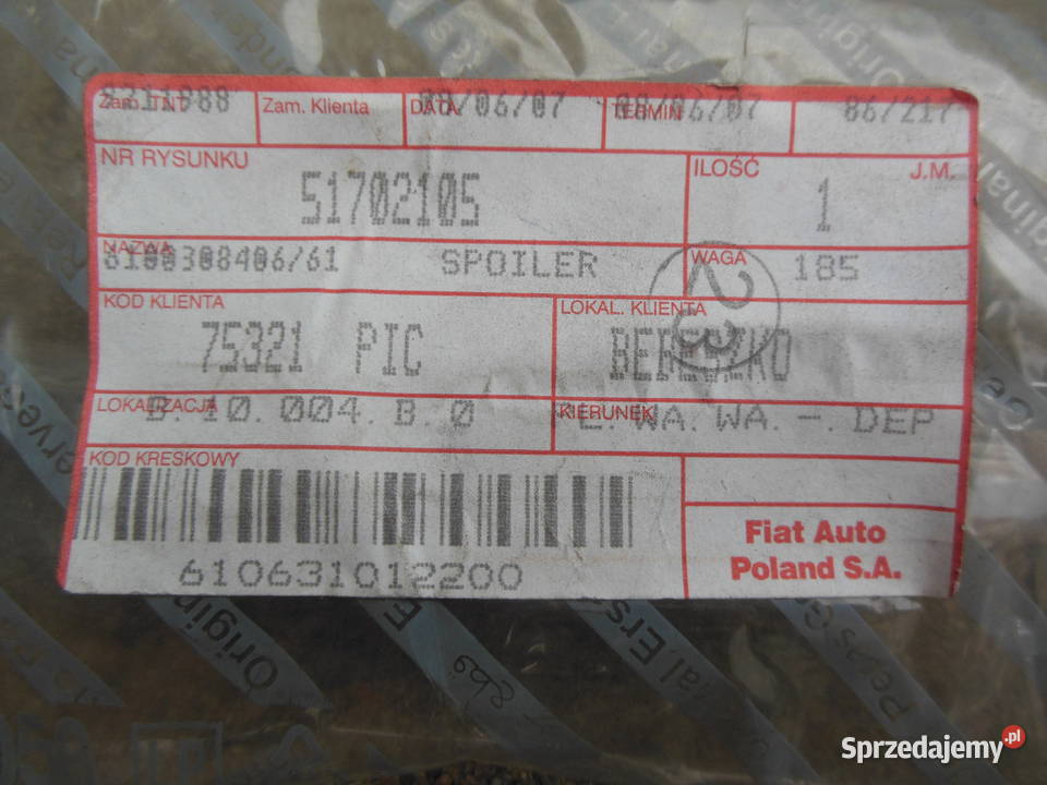 Fiat OE 51702105 LISTWA DOLNA FIAT GRANDE PUNTO Kozy