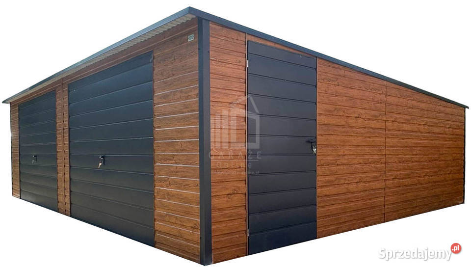 Garaż blaszany 85x6m 2x brama uchylna drzwi okno Czersk
