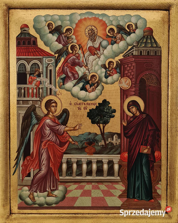 Ikona Zwiastowanie Najświętszej Marii Panny 102 Antyki, Sztuka, Kolekcje Warszawa