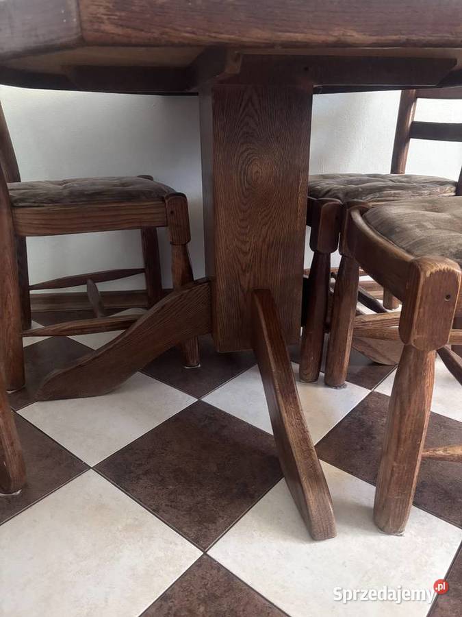 Stół drewniany z ceramicznym blatem 4 krzeseł Kuchenne Helenów