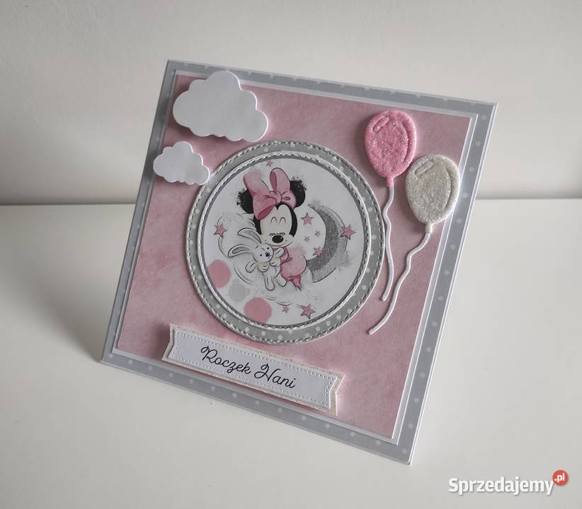 Kartka ręcznie robiona na urodziny roczek Myszka łódzkie Łódź