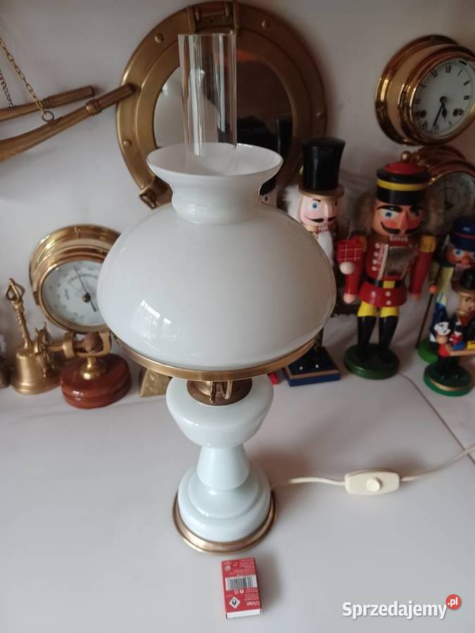 Lampa stołowa Mosiądz szkło wielkopolskie Poznań