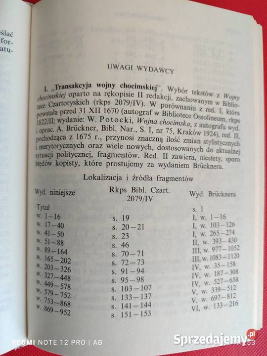 W Potocki Wiersze wybrane Biblioteka Narodowa BN Katowice