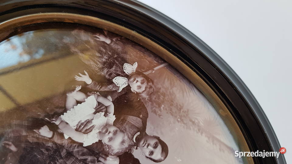 Stara drewniana owalna ramka na zdjęcia przełom Dąbrowa Górnicza