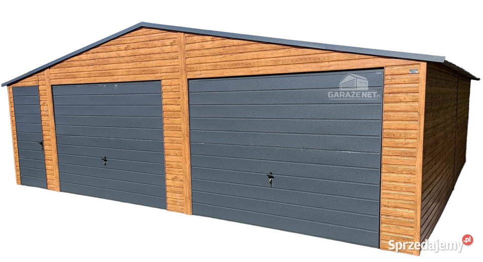 GARAŻ BLASZANY 8m x 7m DWUSPAD 2x BRAMA DRZWI Łapanów