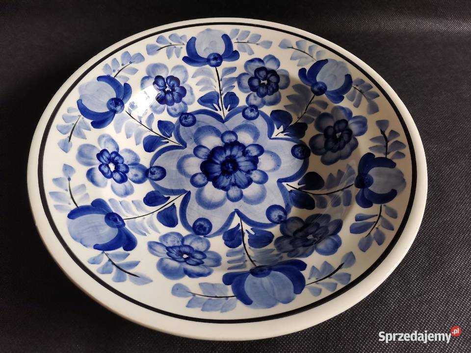Stary głęboki wiszący talerz fajans Koło Porcelana i szkło Katowice