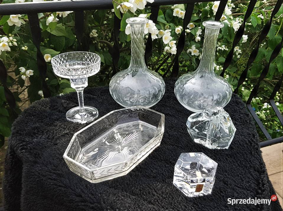 Kruształy świeczniki miseczka karafki Myszków