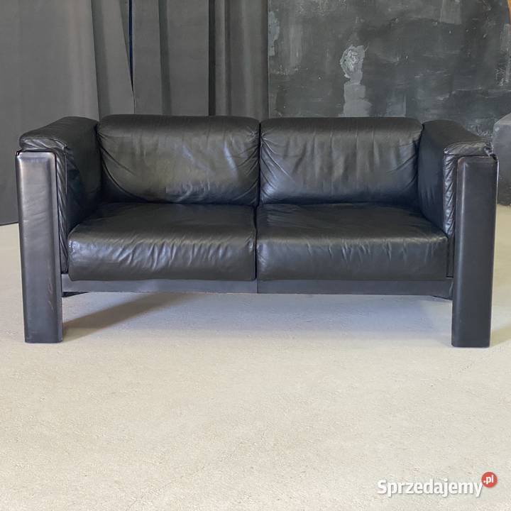 Sofa 2osobowa skóra naturalna metalowa rama Budno
