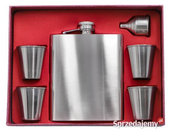 Duża Elegancka Piersiówka z Kieliszkami i Ostrowy nad Okszą