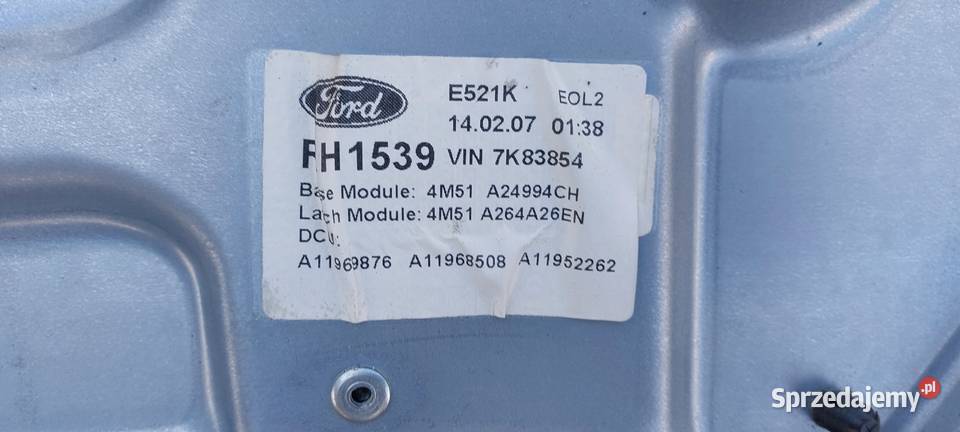 Mechanizm podnoszenia szyby prawy tył Ford Focus Szczecin