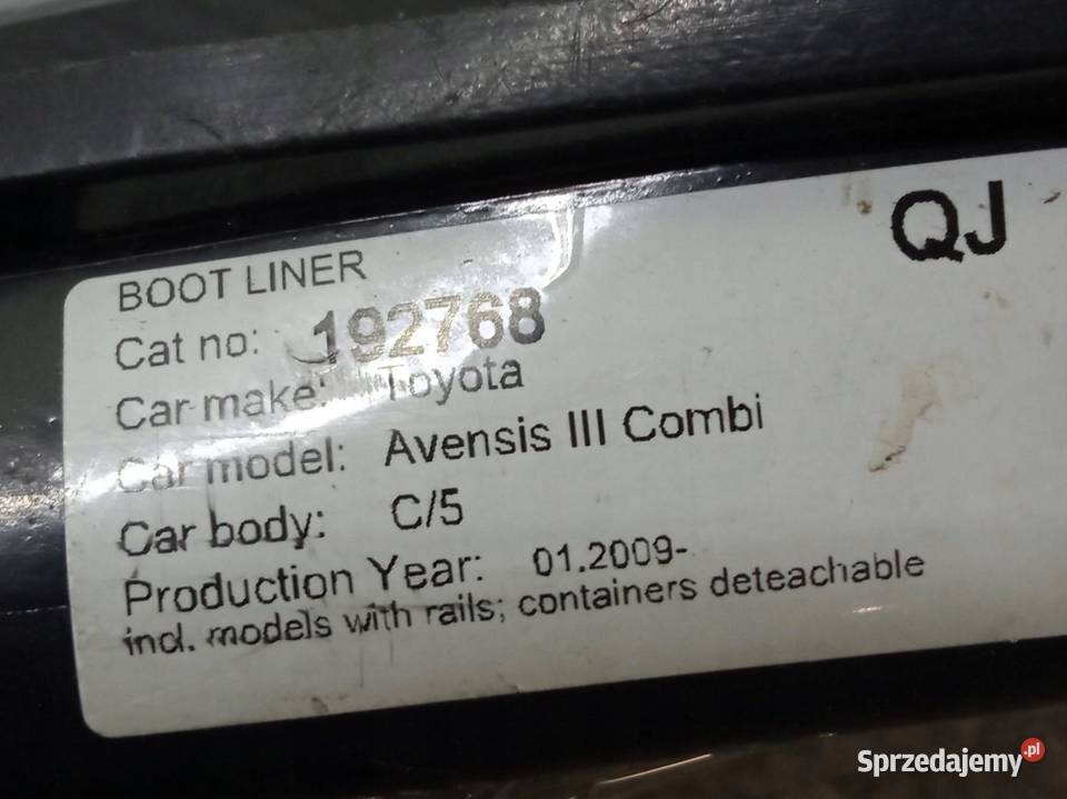 PODŁOGA BAGAŻNIKA MATA GUMOWA T27 KOMBI Toyota osobowe świętokrzyskie