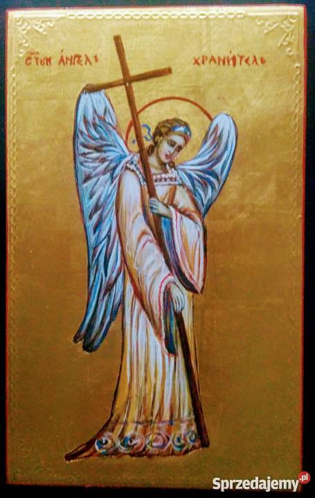 Ikona Pisana Anioł Złotowłosy na desce lipowej