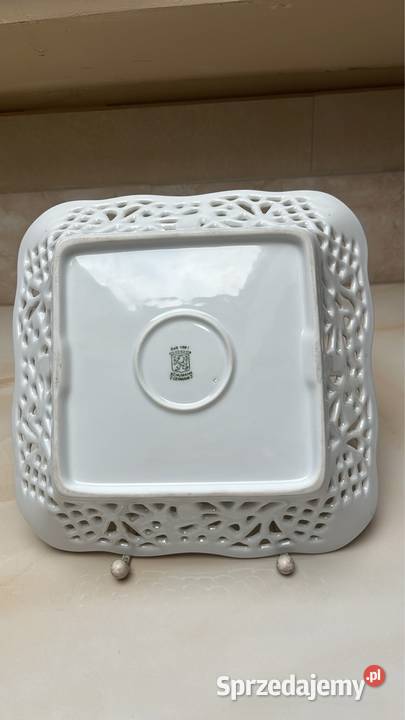 Patera z ażurem Kwadratowa Syg Schumann Ażur Porcelana i szkło Gdańsk