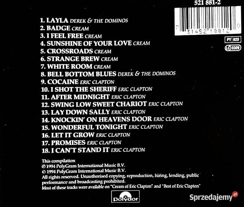 CD Nowa Wspaniały Album CD ERIC CLAPTON Cream Of kujawsko-pomorskie Bydgoszcz