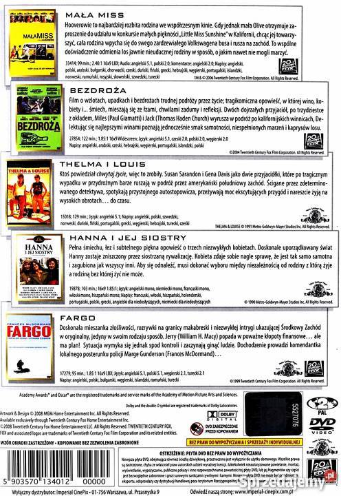 KOLEKCJA OSCAROWA NAJLEPSZY SCENARIUSZ 5 DVD DVD Kalisz