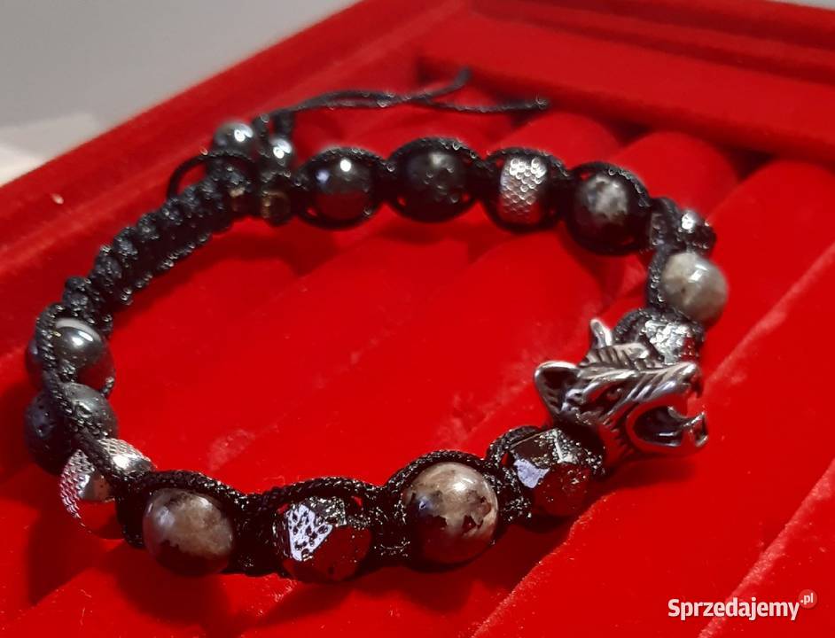 Bransoletka regulowana wilk stal kamień sprzedam