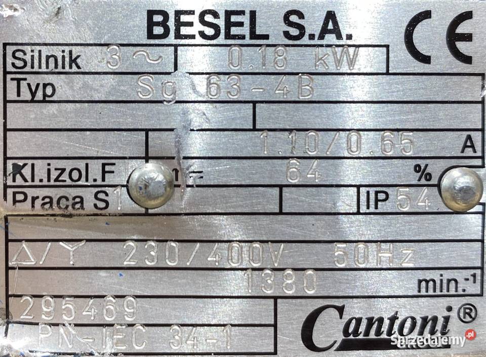 silnik elektryczny 018kW 1380obr 3fazowy BESEL Pigża sprzedam