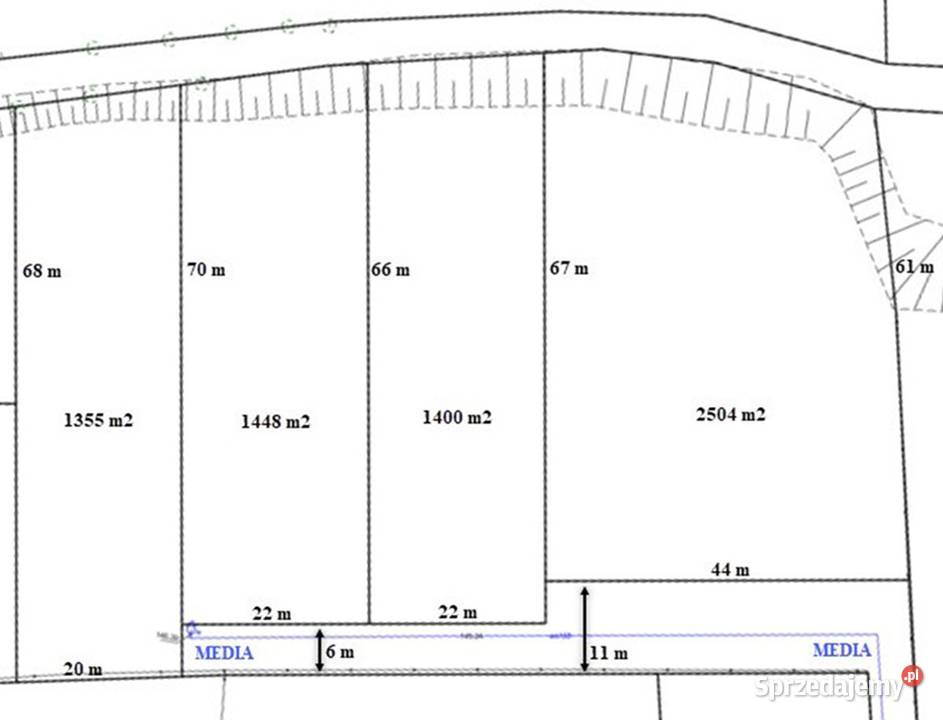 Działki budowlane 1400m2 2500m2 1400m2