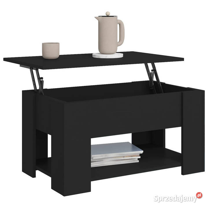 Stolik kawowy czarny 79x49x41 materiał Warszawa