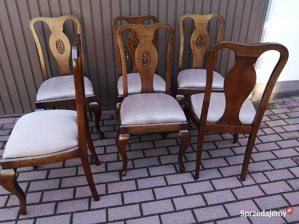 Krzesła Dębowe Stare Antyk Komplet 6 Sztuk W Swarzędz