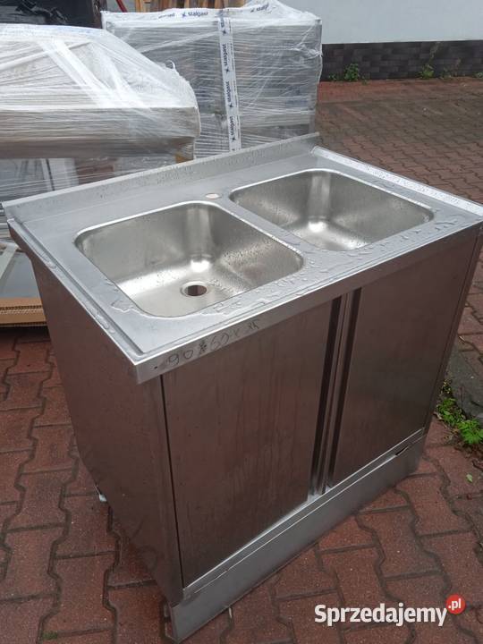 Stół z 2 zlewami drzwi skrzydłowe 90x60x85 Wrocław