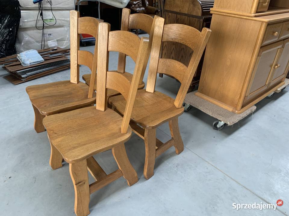 Masywne dębowe krzesła jasny dąb meble Ślesin