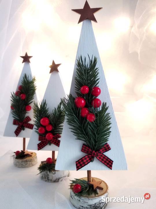 Drewniane choineczki magia świąt w naturalnym biały Wrocław