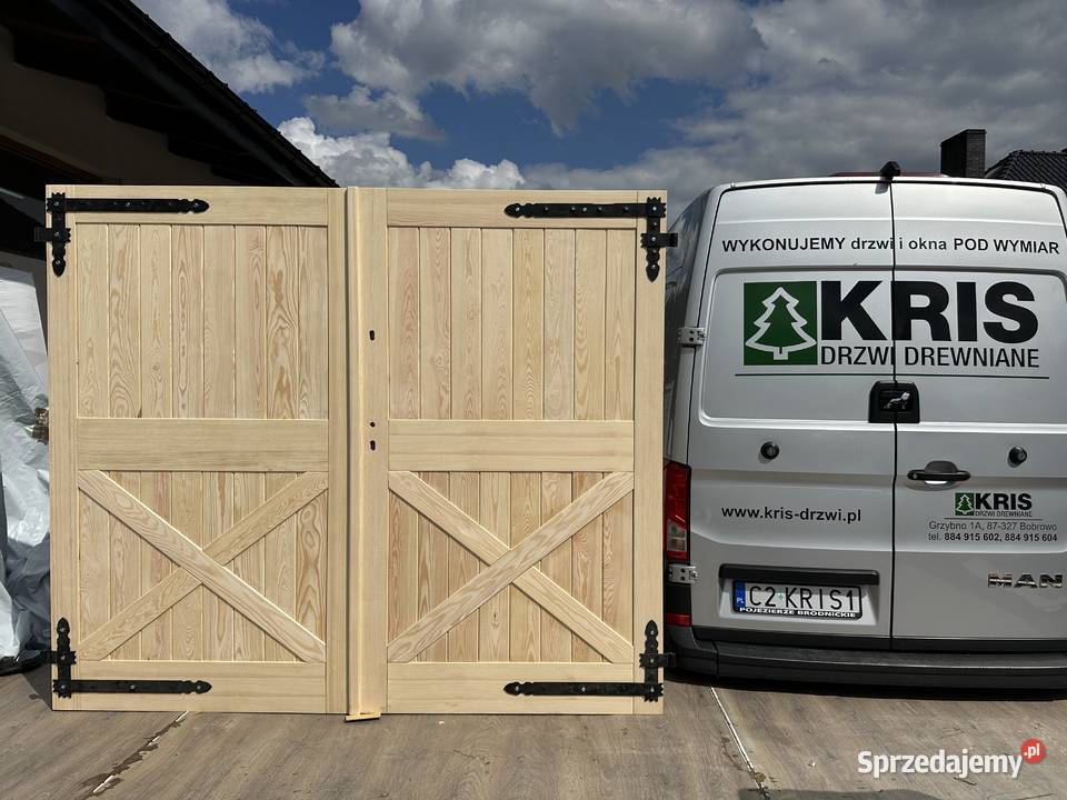 Brama drewniana garażowa lita sosnowa NA KAŻDY Drzwi zewnętrzne kujawsko-pomorskie sprzedam