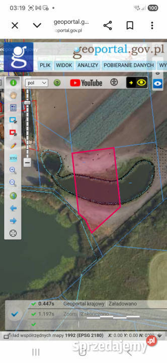 Działka 3823 m z linią brzegową stawem Choceń sprzedam
