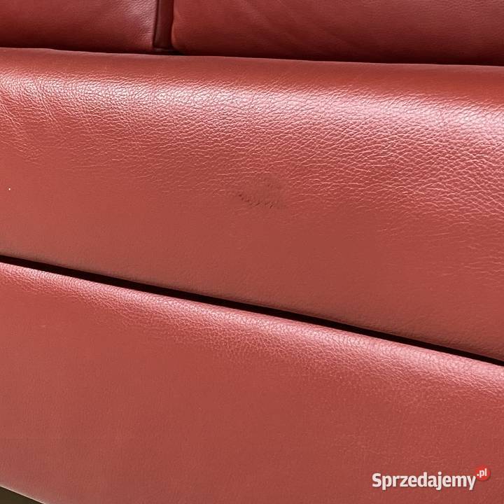 Czerwona skórzana sofa dwuosobowa z funkcją Gryfice sprzedam