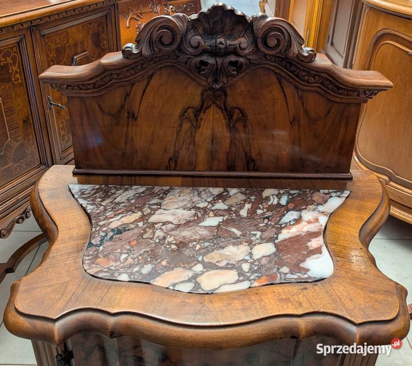Wspaniała szafka neobarokowa orzech z czeczotą Dąbrowa Górnicza