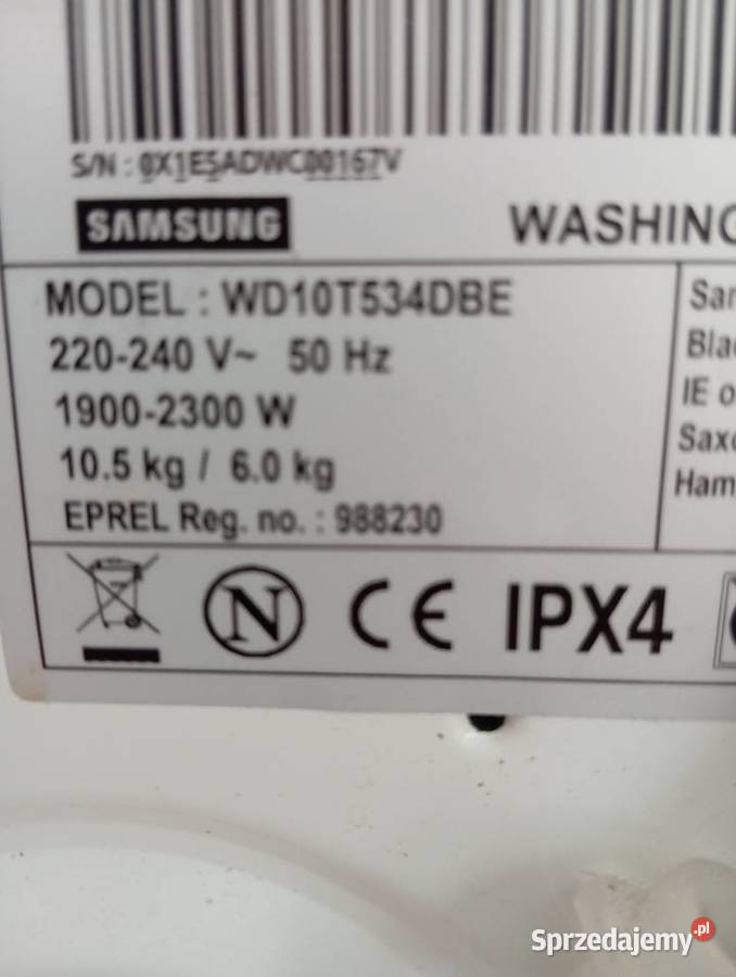 PralkoSuszarka Samsung Eco bubble 1056 1400obr wolnostojące Warszawa sprzedam
