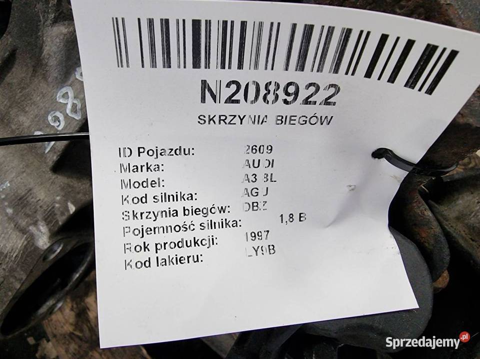 SKRZYNIA BIEGÓW AUDI A3 8L DBZ Lipno