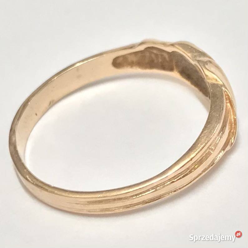 Złoty pierścionek 14K 585 z ametystami i Warszawa