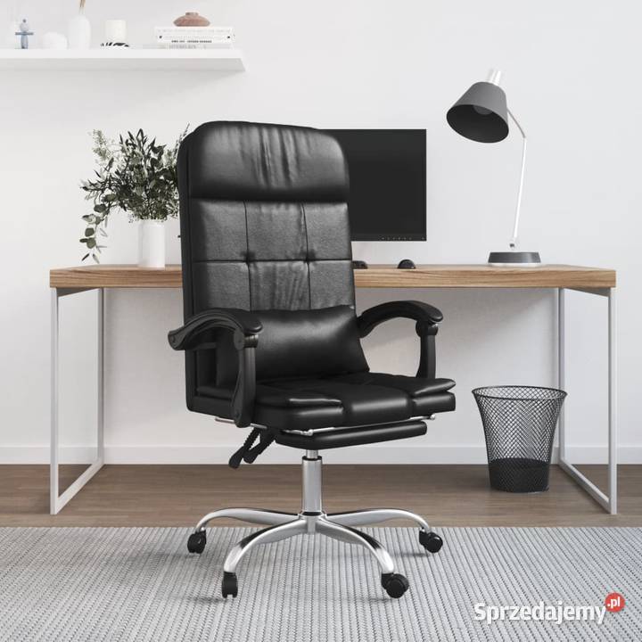 vidaXL Rozkładane, masujące krzesło biurowe, czarne (349707)