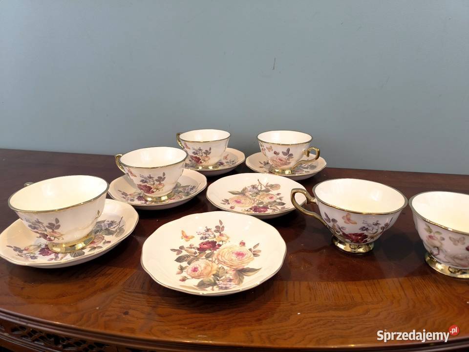 Piękny zestaw porcelany kawowo herbaciany 6 łódzkie