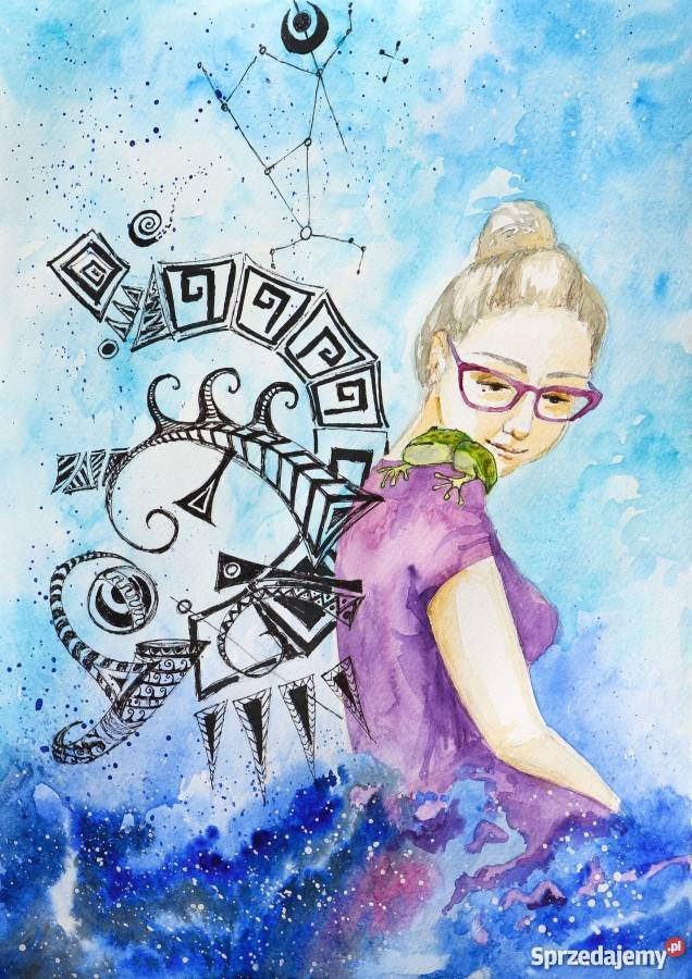 SKACZĄCA MIĘDZY ŚWIATAMI akwarela artystki Katowice sprzedam