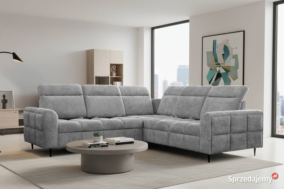 Duży narożnik Velo - modne przeszycia, ruchome oparcia, wysokie nóżki Duży narożnik Velo - modne przeszycia, ruchome oparcia, wysokie nóżki