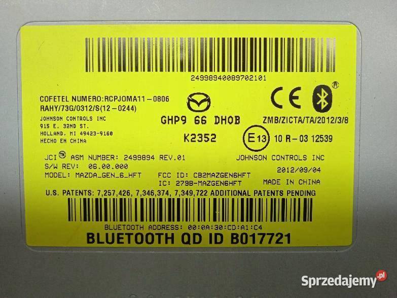 MODUŁ BLUETOOTH GHP966DH0B B017721 Mazda 6 III sprzedam