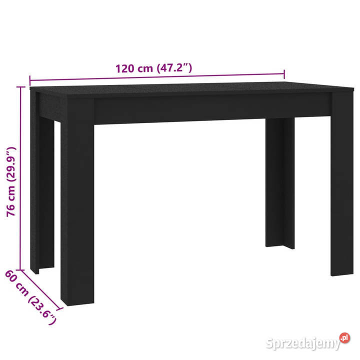 Stół jadalniany czarny 120x60x76 materiał Warszawa