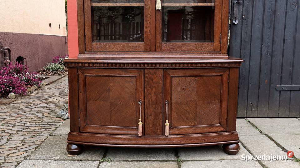 Wspaniała Unikatowa Witryna Serwantka Dąb 1920 Meble Ziębice
