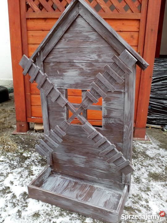 Kwietnik drewniany wiatrak ozdoba