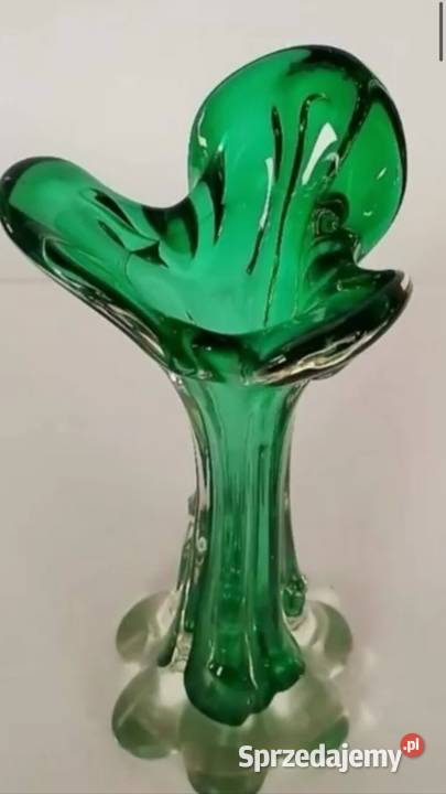 MURANOszmaragdowy wazon z weneckiego szkła łódzkie