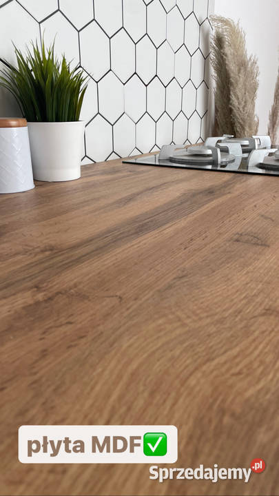 Kuchnia Lena 1 połysk 180 biała blat dąb kr Oleśnica