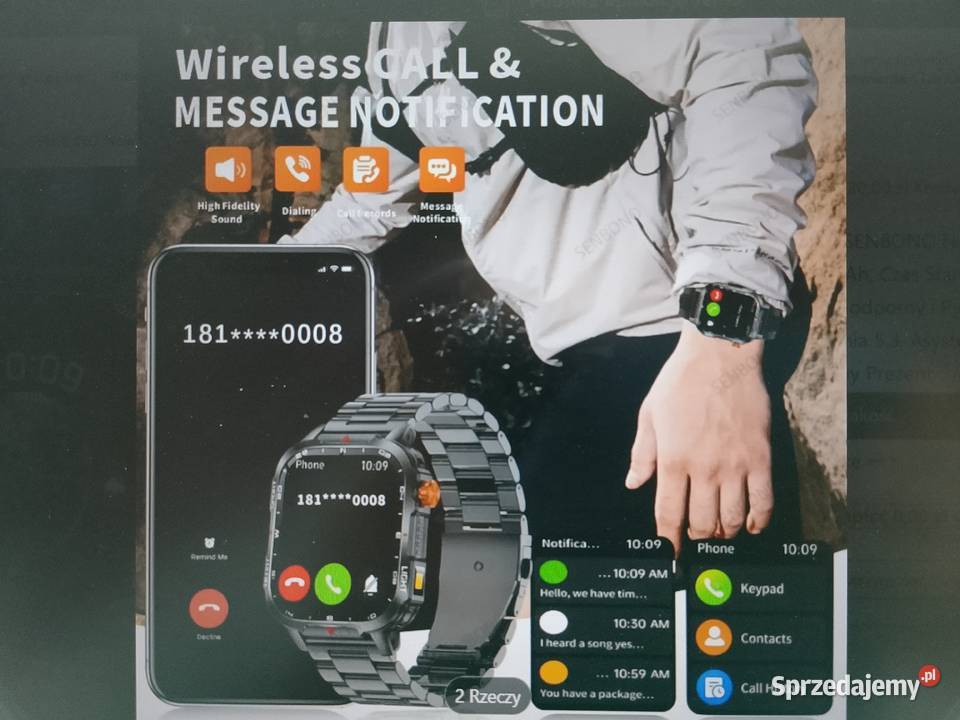 Smartwatch Fitness Tracker czarny z akumulatorem