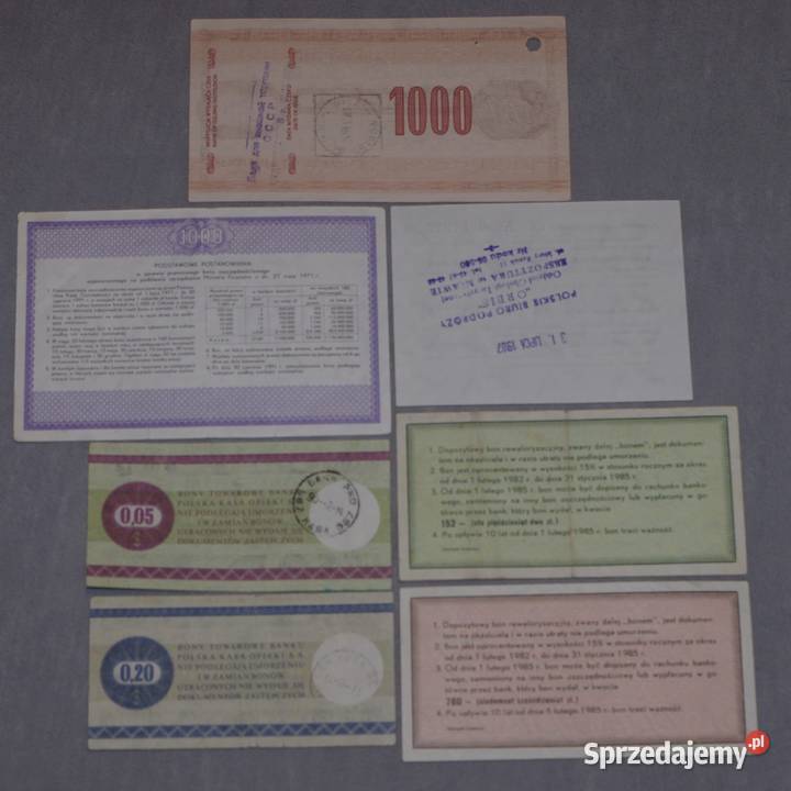 Zestaw bonów z PRL Płock